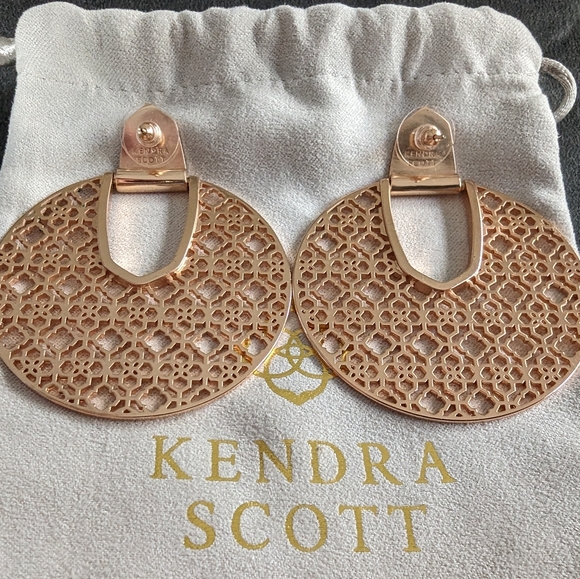 Kendra Scott Diane Statement Earrings - Rose Gold Filigree - Picture 2 of 3